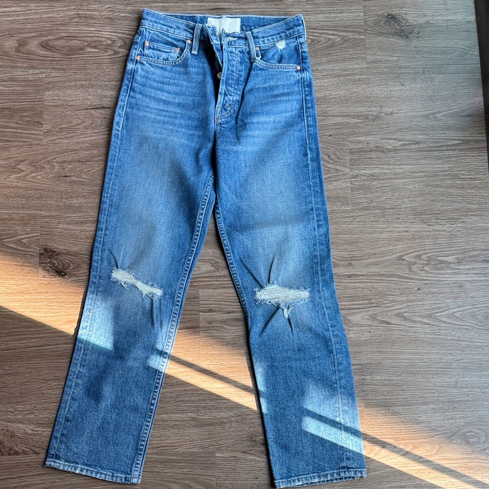 Distressed Blue Jeans
